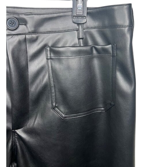 CeCe Womens Black Faux Leather Cropped Metallic Wide Leg Pants Black XL - Picture 7 of 16